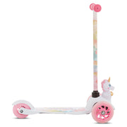 Sakar Unicorn Ride-N-Glide Buddies 3D Toddler 3 Wheel Scooter with Light-Up Wheels, White, AST01UNI-WHT