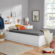 Your Zone 437233 Easy to Assemble Storage Bed with Bookcase Headboard, Twin, White Finish