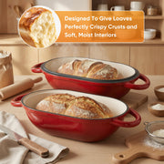 Daluvenix 2qt Enameled Cast Iron Dutch Oven, Nonstick Bread Oven with Lid, Red, DA-KI02076RE