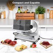 OSTBA Electric Deli Food Slicer with 6.7in Removable Stainless Steel Blade, Adjustable 0-15mm Thickness, 150W Motor, Silver SL517