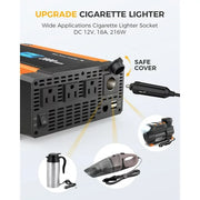 Ampeak 2000 Watts Power Inverter 12V to 110V 17 Safe Protections Inverter Digital Display 3AC Outlets 4.8A Dual USB Ports Cigarette Lighter Car Inverter