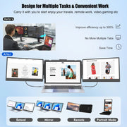 Portable Monitor Revolution S2 Laptop Screen Extender, 14-Inch IPS Full HD 1080P Triple Portable Monitor