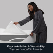 AllerEase Platinum Zip-Off Plush Top Waterproof Mattress Protector, Hypoallergenic Allergen and Bedbug Barrier, Twin, White