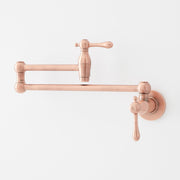 Signature Hardware Pot Filler Faucet, Double Handle, Wall Mounted Retractable Swing Spout, Polished Nickel, 4.6 GPM, 954008