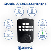 Brinks Electronic Fingerprint and Keypad Deadbolt Lock, PRO-GUARD Security, Satin Nickel, Keyless Entry, 50 User Codes, Automatic Locking, 4392-119