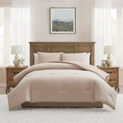 My Texas House Collins 3-Piece Taupe Gingham Cotton Comforter Set, Full/Queen