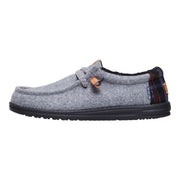 Hey Dude Wally Cozy Plaid Men's Casual Loafers, Lightweight, Breathable Textile Upper, Removable Memory Foam Insole, Elastic Lacing with Toggle, Smoke Grey/Multi, 11, 44341