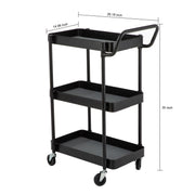 Test Rite Products VW00009U 3 Tier Utility Cart with EVA Mats, Gray Steel Frame, Rolling Design, 37 in Height, Gray