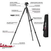 BOG DeathGrip Infinite XT Hunting Tripod, Carbon Fiber, Adjustable Center Post, 20-72 in Height Range, Black, 1250949