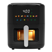 Vaparinckl 5QT Air Fryer, 8-in-1 Electric Hot Oven with Digital Touch Control, Visible Window with Interior Light, Nonstick Dishwasher Safe Basket, Black