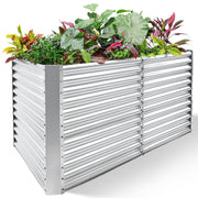 Land Guard Raised Rectangle Garden Bed, Durable Galvanized Metal, Rust-Resistant Powder Coating, 8x4x3ft, Deep 3ft Growing Depth, Easy Assembly, Silver