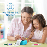 Kiddos Sticker Maker Machine, Ink-Free Thermal Printing, Portable Rechargeable DIY Craft Kit with Markers, Sticker Rolls, USB-C Cable for Kids 8+