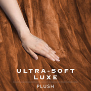 Sunbeam Heated Electric Luxe Plush Throw Blanket, Luxury Collection, Gingerbread, 50 x 70 in, 4 Heat Settings