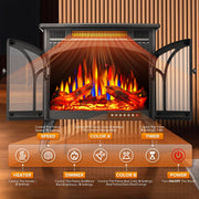 Electactic Electric Fireplace Heater, 25 in, 3D Realistic Flame Effect, Overheat Protection, Remote Control, 500W/1500W, Black