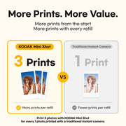 Kodak Mini Shot 2 Retro Instant Digital Camera and Photo Printer, 4PASS Dye Sublimation, Bluetooth, White, C210RW 60BNDL