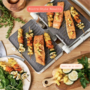 Beautiful 2-in-1 Panini Press & Grill, 1200W, EverGood Ceramic Nonstick Removable Plates, Adjustable Floating Hinge, Sage Green or White Icing, 10.25