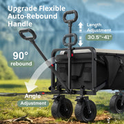Qunler Collapsible Folding Utility Wagon, Heavy-Duty Steel Frame, 560lbs Capacity, 8-Inch 360 Rotating Wheels with Brakes, Adjustable Reboundable Handle, Waterproof 600D Oxford Fabric, Black