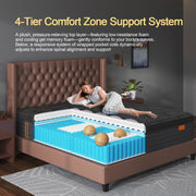 Viscountess Hybrid Queen Mattress, 10 Inch Gel Memory Foam, Individually Pocketed Springs, Medium-Firm, Breathable Cover