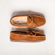 Minnetonka Men's Pile Lined Hardsole Slippers, Brown Suede, Size 10M, 3902-BRWN-M10