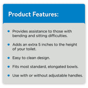Equate 5 Raised Toilet Seat with Adjustable Handles and Lock, White, 350 lb Capacity