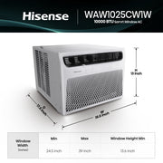 Hisense 10,000 BTU Window Air Conditioner, 550 Sq Ft Coverage, White, Remote Control, LED Display, Multi-Purpose Modes, ConnectLife App Enabled, WAW1025CW1W