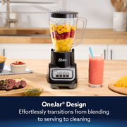 Oster Turbo Countertop Blender, 750-Watt Motor, 54-oz Glass Jar, Stainless Steel Blades, 5-Speed, Black, 2254505