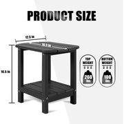 Nalone Adirondack Outdoor Side Table, Double Deck Storage, Black, 16.5 in