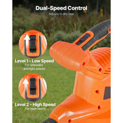 KFFKFF Electric Leaf Blower 3-in-1 Blower Vacuum Mulcher, 12 Amp Motor, 250 MPH, 400 CFM, Dual-Speed, Wheeled Base, 70L Collection Bag, BV-14EG-12A