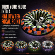 AZQIKPX 3D Halloween Rug, Candy Corn Abyss Quilted Round Indoor Area Rug, Soft Non-Slip