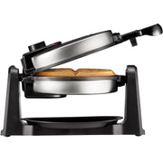 Chefman Rotating Belgian Waffle Maker, 180 Flip Design, Adjustable Browning Control, Extra Thick Non-Stick Plates, Removable Drip Tray, Stainless Steel, 1080W, Black