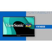 ViewSonic VX1655 15.6 Inch Full HD IPS Portable Monitor with Dual USB-C, Mini HDMI, Built-In Stand and Dual Speakers, Black