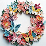 Sinkoo Boho Decor Butterfly Wreath 5D Diamond Painting Art Kit, Full Drill, Multicolor, 12x12 Inch