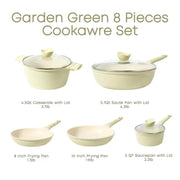 Carote S05906 10-Pieces Nonstick Pots and Pans Set - Green Granite