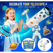 Telescope for Adults and Children, 80mm Aperture, 500mm Portable Refractor Telescope for Astronomy Beginners, with Tripod, Stickers, Smartphone Adapter, and Backpack