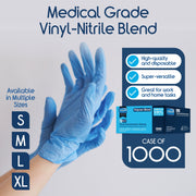 Inspire Nitrile-Vinyl Blend Disposable Gloves, Latex Free, Powder-Free, Blue, Large, 1000 Count