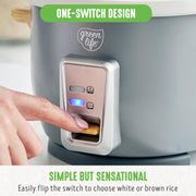GreenLife 3 Cup Non Stick Electric Rice Cooker with Ceramic Coating, Cream, Auto Keep Warm, CC008704-003