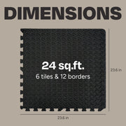Centr Gym Flooring Exercise Mats, 48 Sq Ft, 12-Pack, Black Interlocking EVA Foam Tiles, Shock Absorbing, Slip Resistant EFM12