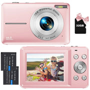 Wednkoly WED-60388 Digital Camera Kids Camera FHD 1080P 44MP Vlogging Camera with 16X Digital Zoom Portable Mini Digital Camera for Kids Teens Seniors with 32GB Card (Pink)