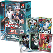 Topps 2025 Chrome NFL Football Value Box, Autographed Rookie and Veteran Cards, Chrome Finish