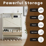 Manora Wooden Shoe Storage Cabinet, 2 Flip Doors, Holds 18-24 Pairs, Rustic White, SR25293