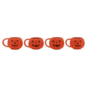 Way To Celebrate Halloween Pumpkin Stackable Mug set with Iron Rack, Orange