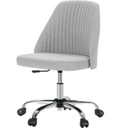 edx YXLHL-46983 Mid Back Fabric Upholstered Chair Armless Desk Chair for Bedroom, Vanity Room, Gray