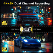 Nexpow VSQ10 4K Front and 2K Rear Dual Dash Cam with Built-in WiFi, Night Vision, G-Sensor, Loop Recording, 64GB Card