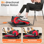 Funslim Under Desk Elliptical Machine, Portable Electric Seated Pedal Exerciser, Quiet Magnetic Resistance, 12 Adjustable Speeds, Digital Display, Remote Control, Red, EB030
