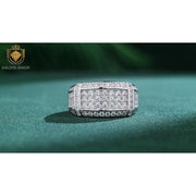 Sheloves Jewelry Mens Wedding Band, 925 Sterling Silver, Round Cut AAAAA Cubic Zirconia, Size 10