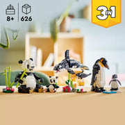 LEGO 31165 Creator 3 in 1 Wild Animals Panda Family Building Toy with 3 Options Penguin or Orca
