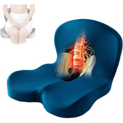 Ergonomic Memory Foam Seat Cushion with L-Shaped Lumbar Support and Coccyx Cutout, Non-Slip Base for Office Chair, Car, Wheelchair
