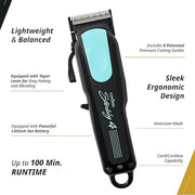 Wahl Sterling 4 Cordless Hair Clipper, Adjustable Taper Lever, 100 Minute Lithium-Ion Battery, Black/Aqua, 3024489