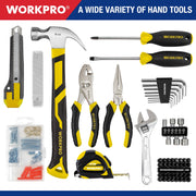 WORKPRO Cordless Drill Driver Kit, 12V Power Drill with 3-in-1 Modes, 18-Torque Clutch, 2000mAh Lithium-Ion Battery, 177-Piece Combo, Keyless 3/8 Chuck, Charger, Storage Bag W122044A