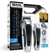 Wahl LI+ Deluxe Chrome Pro Cordless Hair Clippers and Beard Trimmer Kit, Self-Sharpening T-Blades, Adjustable Lever, 14 Guide Combs, USB-C Rechargeable, Chrome Black, 3027814